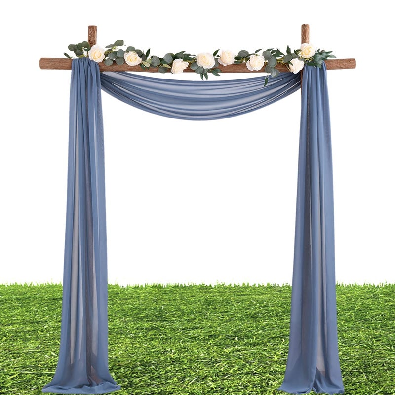 MLMW Dusty Blue Chiffon Fabric by The Yard 20 Yards 60" Wide Wedding Arch Draping Fabric Sheer Material for Party Backdrop Arch Ceiling Decor - Image 2